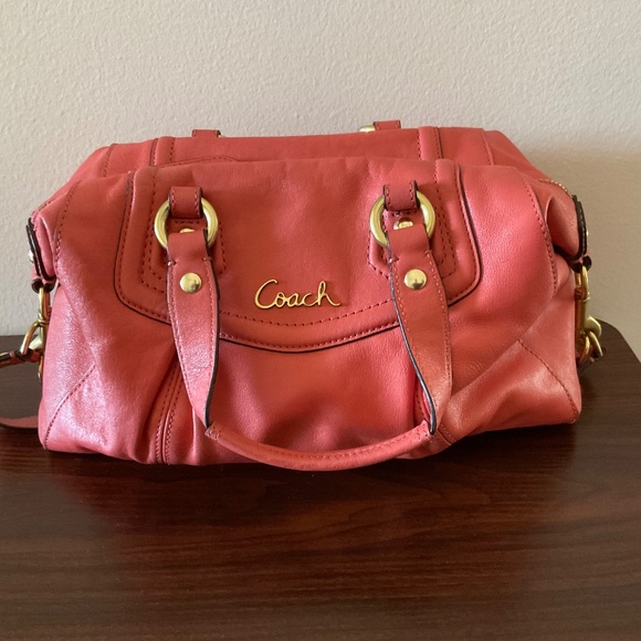 Orange / peach Coach purse - Picture 3 of 6